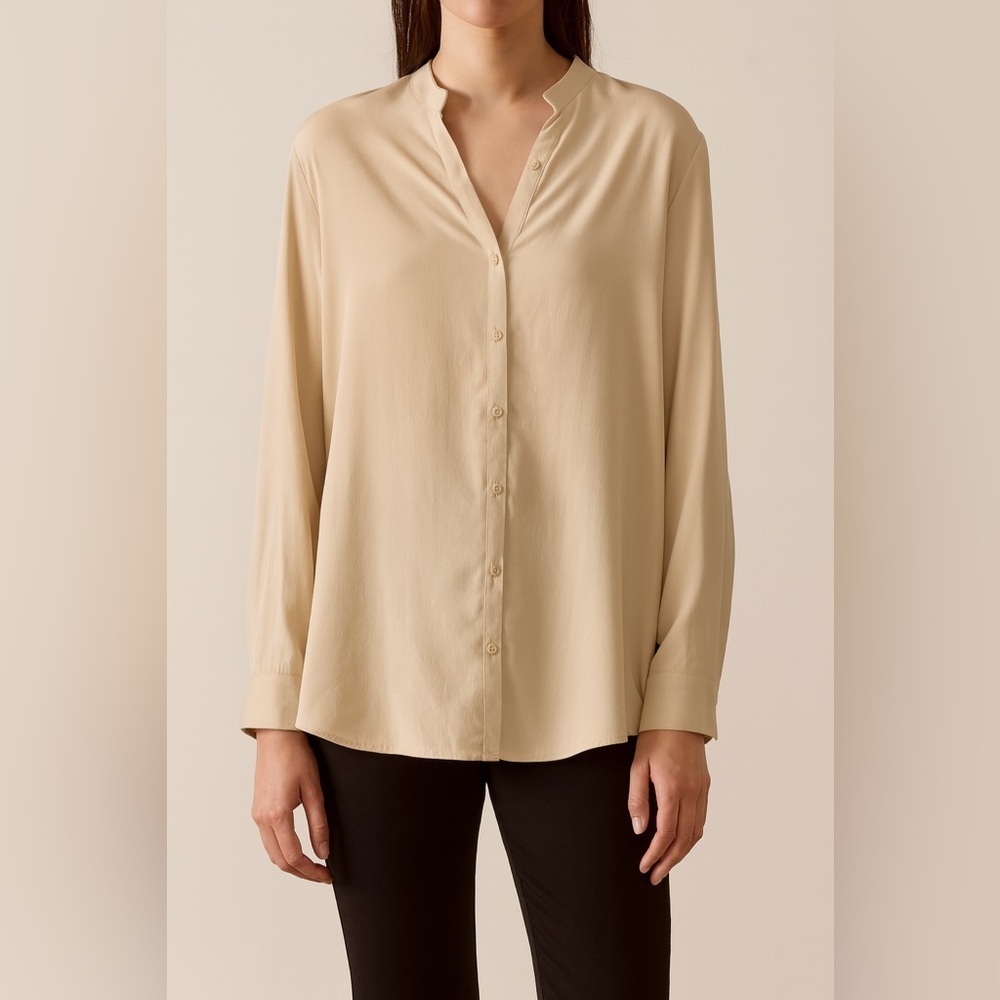 Eileen Fisher Oversized Silk Button Down Shirt Size 2 (small - read)